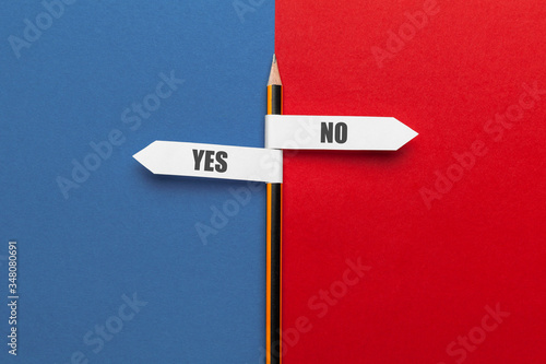 Pencil - direction indicator - choice of yes or no.