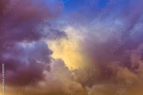mystical sky with soft clouds and colorful light