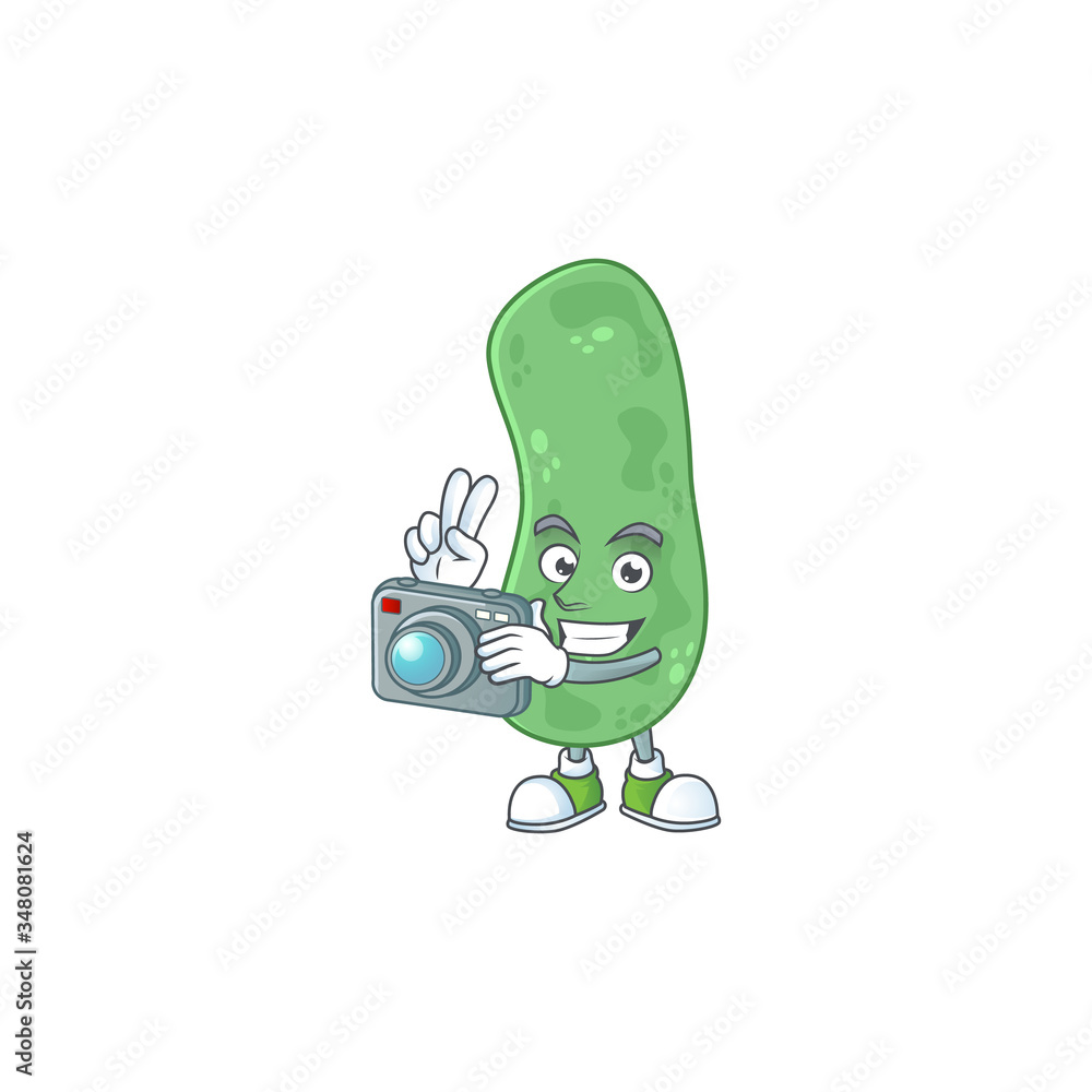Obraz premium Enterobacteriaceae photographer mascot design concept using an expensive camera