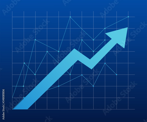 Diagram rising. Diagram, graph growth. Vector chart. Stock vector illustration.