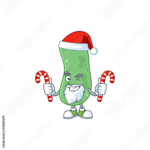Enterobacteriaceae humble Santa Cartoon character having candies