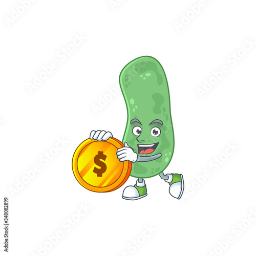 Enterobacteriaceae rich cartoon character have big gold coin