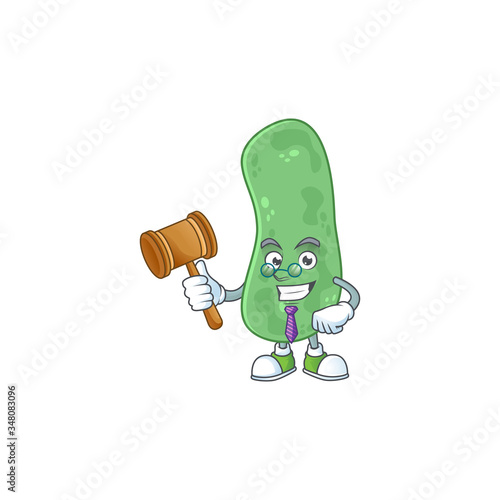 Charismatic Judge enterobacteriaceae cartoon character design with glasses