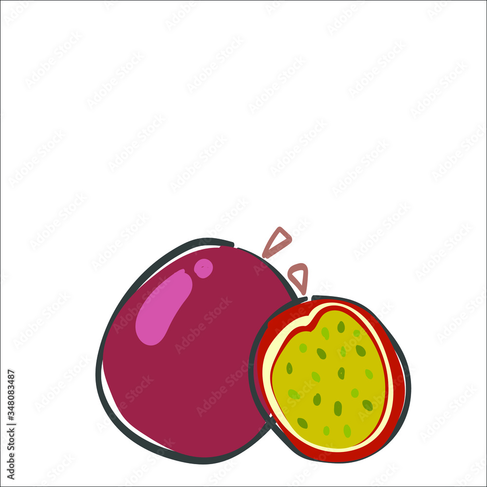 illustration of a passion fruit. illustration of a passion fruit.
