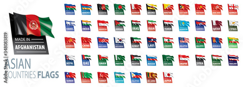 National flags of Asian countries. Vector illustrations