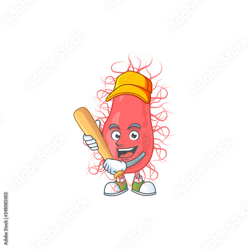 Escherichia cartoon design concept of hold baseball stick
