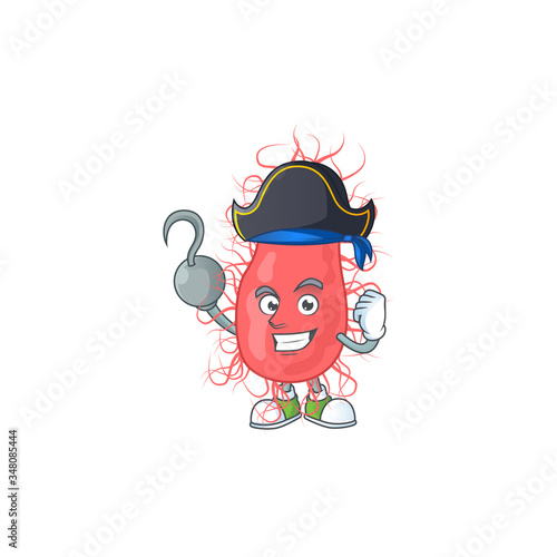 Cool pirate of escherichia cartoon design style with one hook hand