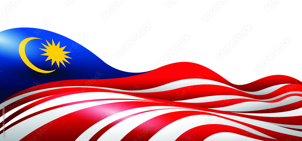 Vector Ilustration of Malaysia flag Design. Waving flag. Design for