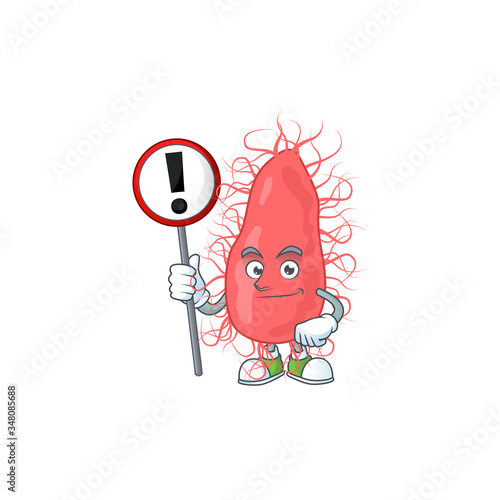 A picture of escherichia cartoon character concept holding a sign