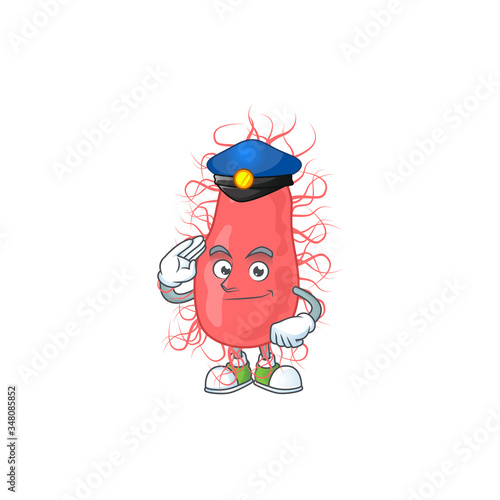 A dedicated Police officer of escherichia mascot design style