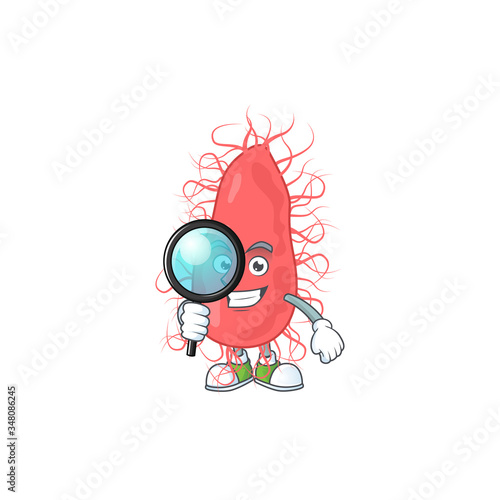 Smart Detective of escherichia cartoon character design concept