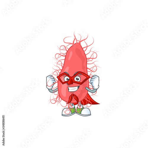 Escherichia cartoon design concept dressed as Super hero