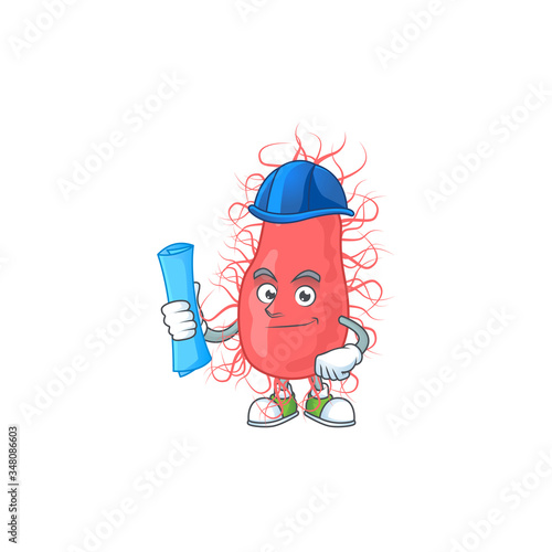 Talented Architect escherichia cartoon design style having blue prints