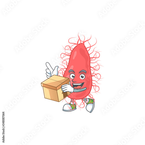 Escherichia cartoon design style having gift box