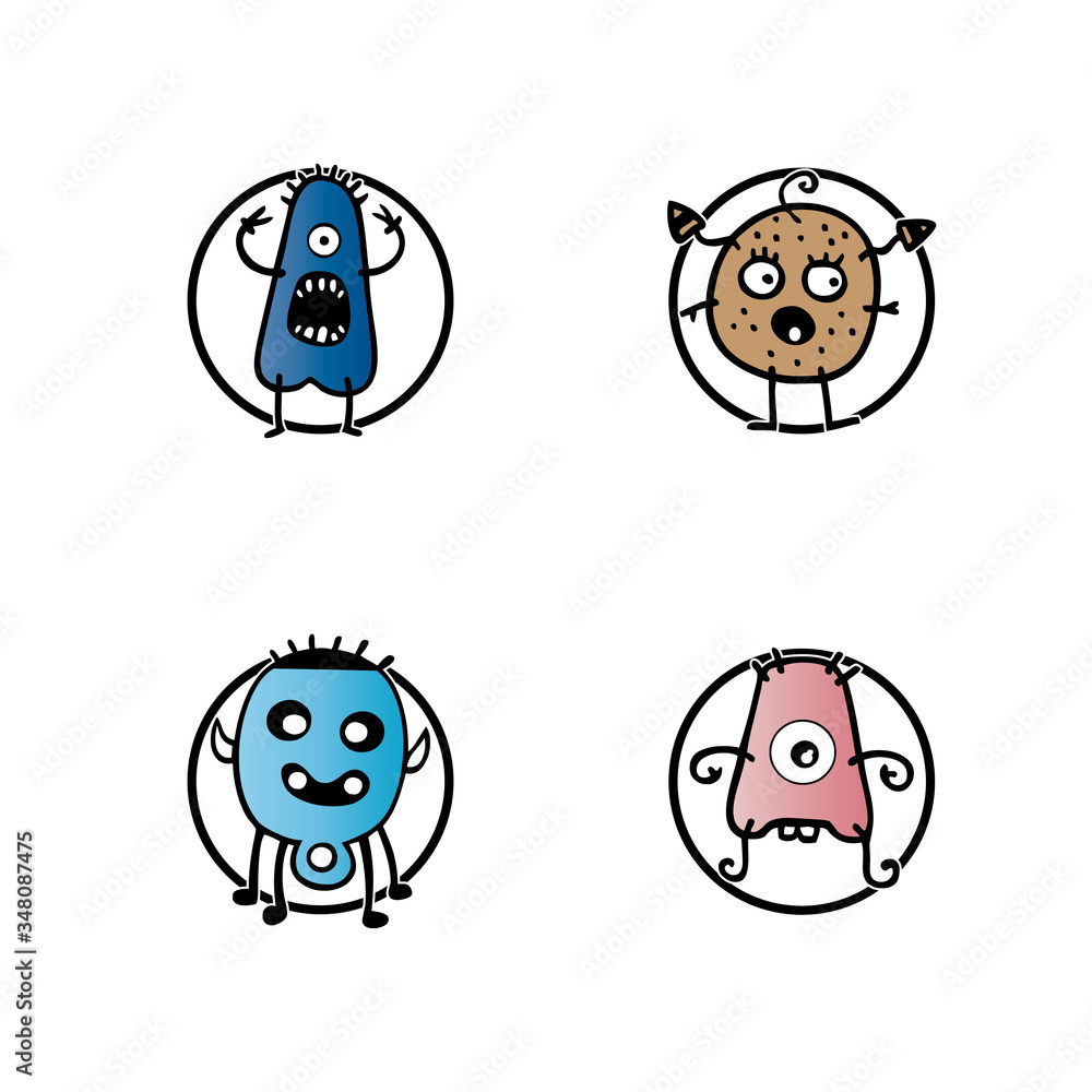 Fototapeta premium Cute cartoon monster. Vector funny monster character illustration design