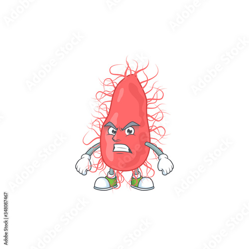 Mascot design style of escherichia with angry face