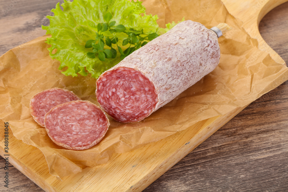 Italian dry Saliami pork sausage Italian dry Saliami pork sausage