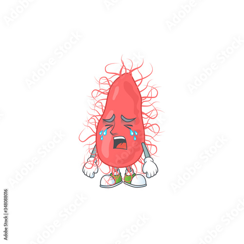 A weeping escherichia cartoon character design concept