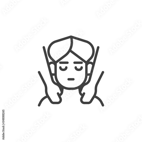 Face massage procedure line icon. linear style sign for mobile concept and web design. Face spa therapy outline vector icon. Symbol, logo illustration. Vector graphics