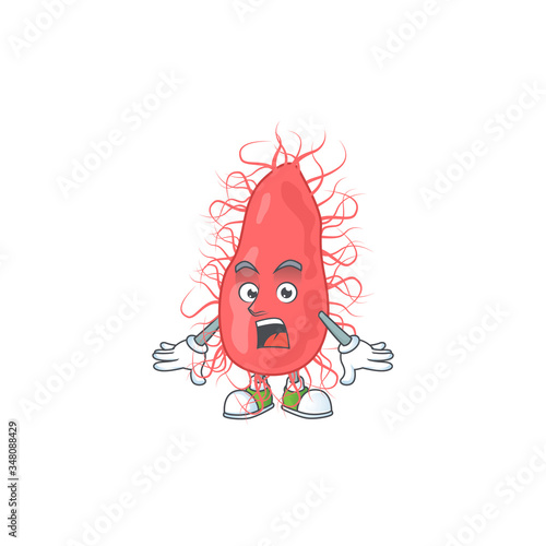 A cartoon design of escherichia showing an amazed gesture