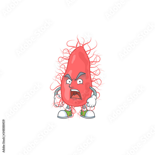 Escherichia cartoon character design with mad face