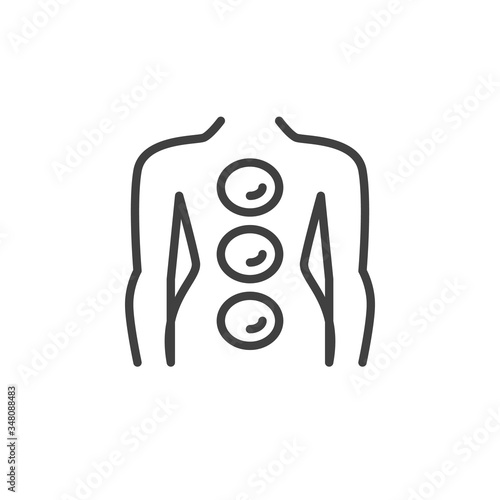 Stone treatment line icon. linear style sign for mobile concept and web design. Hot stones massage outline vector icon. Spa salon symbol, logo illustration. Vector graphics