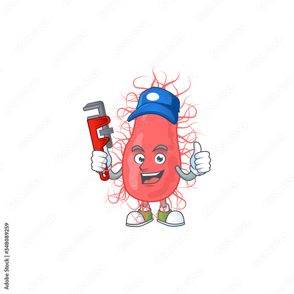 Mascot design concept of escherichia work as smart Plumber Mascot design concept of escherichia work as smart Plumber