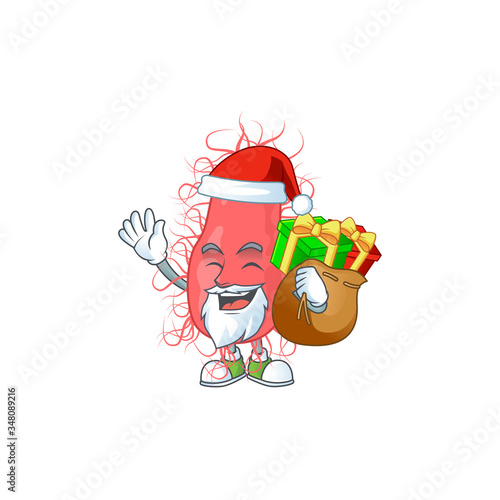 Santa escherichia Cartoon character design with sacks of gifts