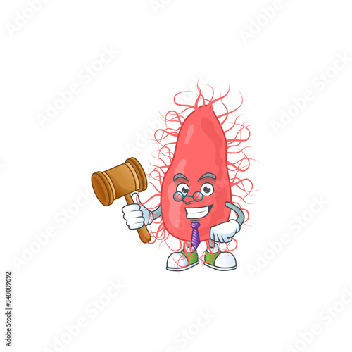 Charismatic Judge escherichia cartoon character design with glasses