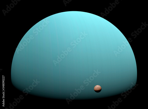 Photo Uranus orbiting with moons