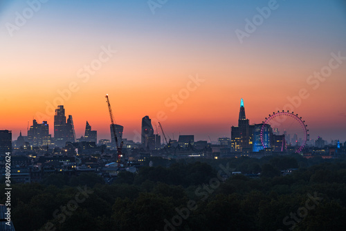 London City skyline aerial view at sunrise photo