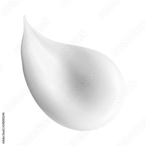 Cream texture stroke swatch. Beauty cosmetic lotion smear. Creamy foundation smudge sample. Drop shape facial skin blob illustration. Realistic face product swirl mockup. Shaving moisturizer
