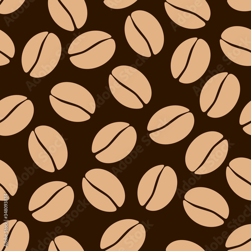 Seamless pattern of coffe in beans. Vector illustration