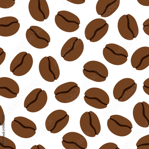 Seamless pattern of coffe in beans. Vector illustration