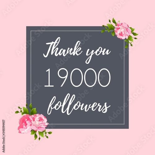 Thank you 19,000 followers social media banner, post © Irina