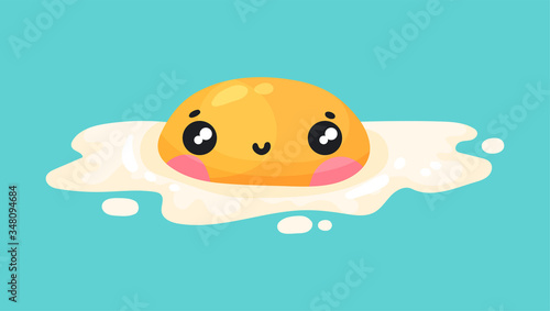 Scrambled Egg with Yellow Yolk Smiling Vector Illustration