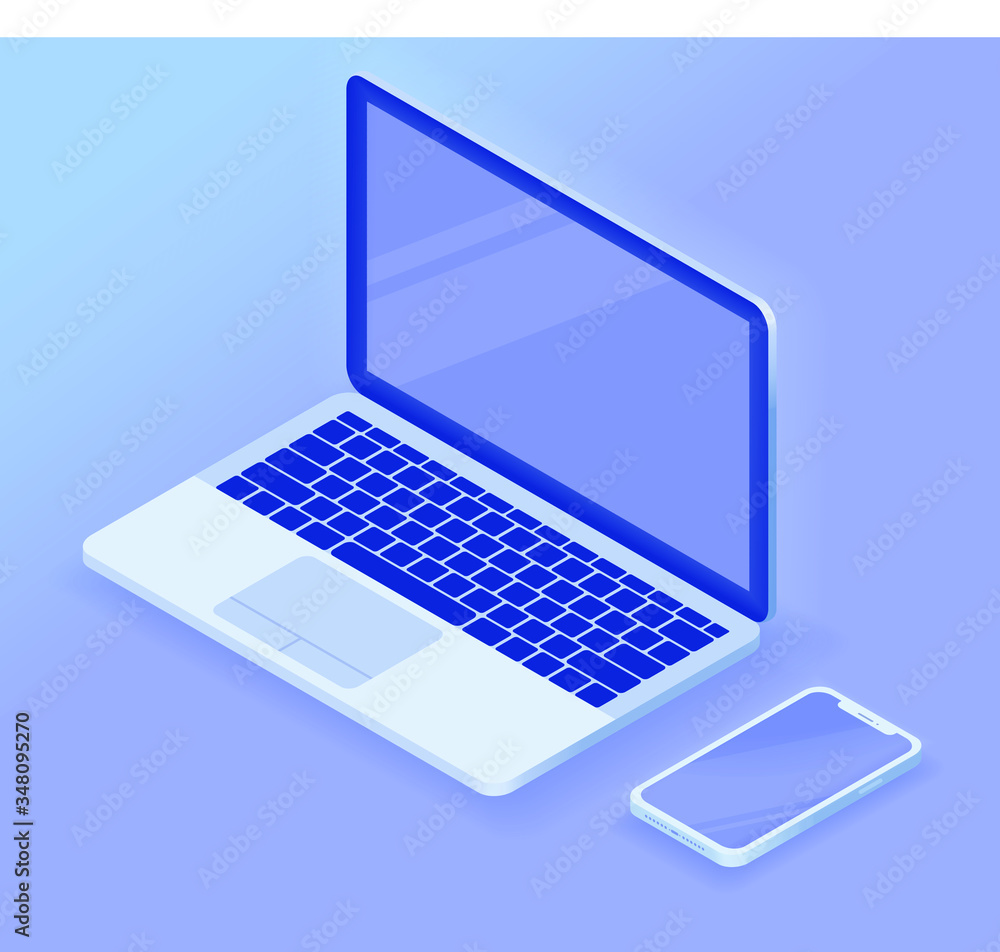Isometric vector notebook laptop illustration Isometric vector notebook laptop illustration