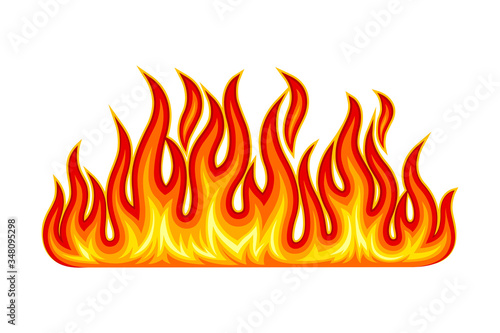 Fire Flames with Bright Orange Blazing Tongues Vector Illustration