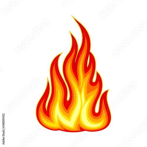 Fire Flames with Bright Orange Blazing Tongues Vector Illustration