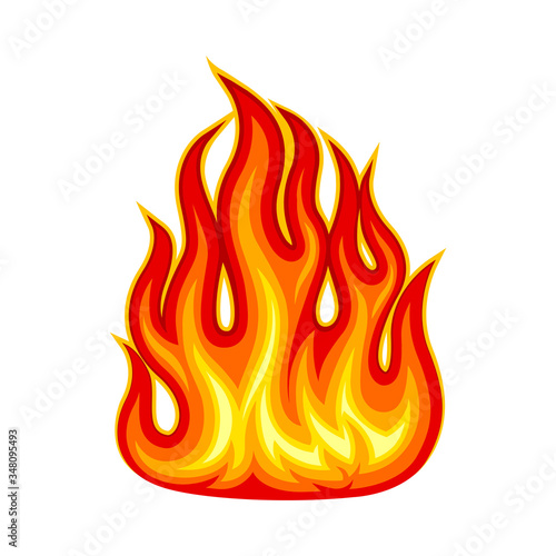 Fire Flames with Bright Orange Blazing Tongues Vector Illustration
