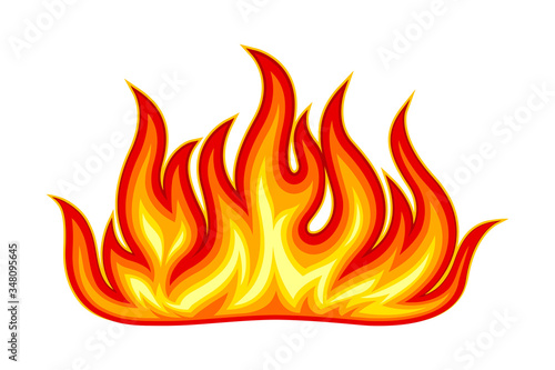 Fire Flames with Bright Orange Blazing Tongues Vector Illustration