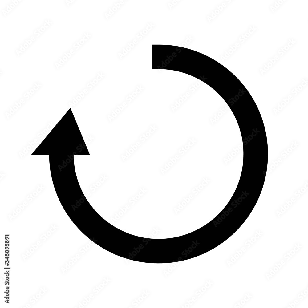 Time progression conceptual vector icon - Clockwise round arrow representing the concept of reload and refresh Time progression conceptual vector icon - Clockwise round arrow representing the concept of reload and refresh