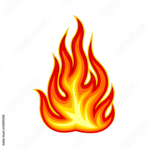 Flame Body with Bright Orange Blazing Tongues Vector Illustration