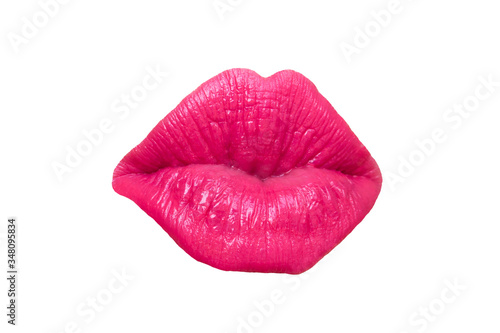 Fotografie, Obraz A mouth kiss with red lips isolated on a white background
