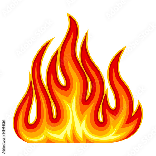 Bright Fire Blaze Isolated on White Background Vector Illustration