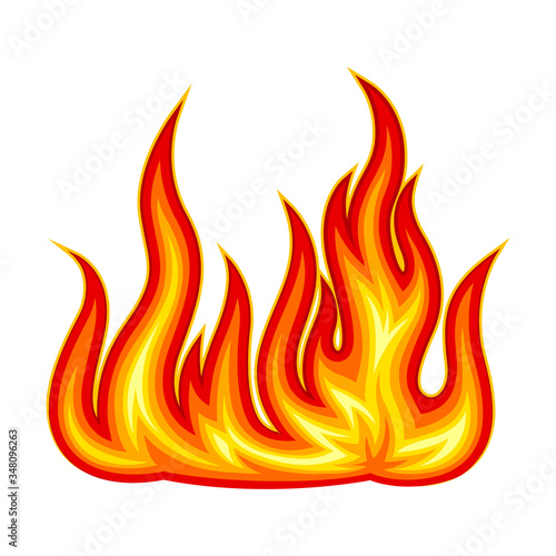 Bright Fire Blaze Isolated on White Background Vector Illustration