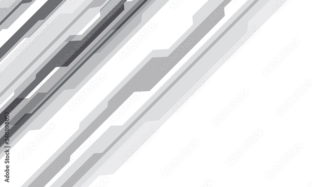 Obraz premium Abstract grey tone cyber circuit line on white blank space design modern futuristic background vector illustration.