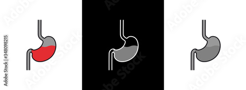 Digestive process in human stomach.Treatment of Gastric gut line. Future technology in medicine. Internal digestion with gastric acid.Abdomen organ Cartoon silhouette. Person diet, ulcer problem care