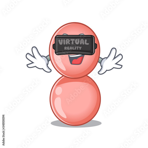 Cartoon design style of neisseria gonorrhoeae with modern Virtual Reality headset