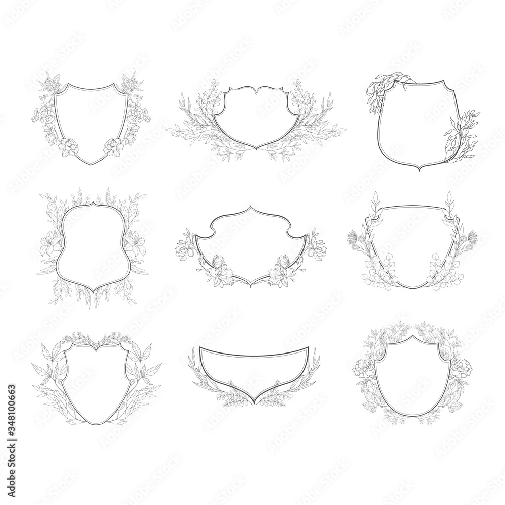 Floral botanical frame and monogram. Floral botanical frame and monogram.